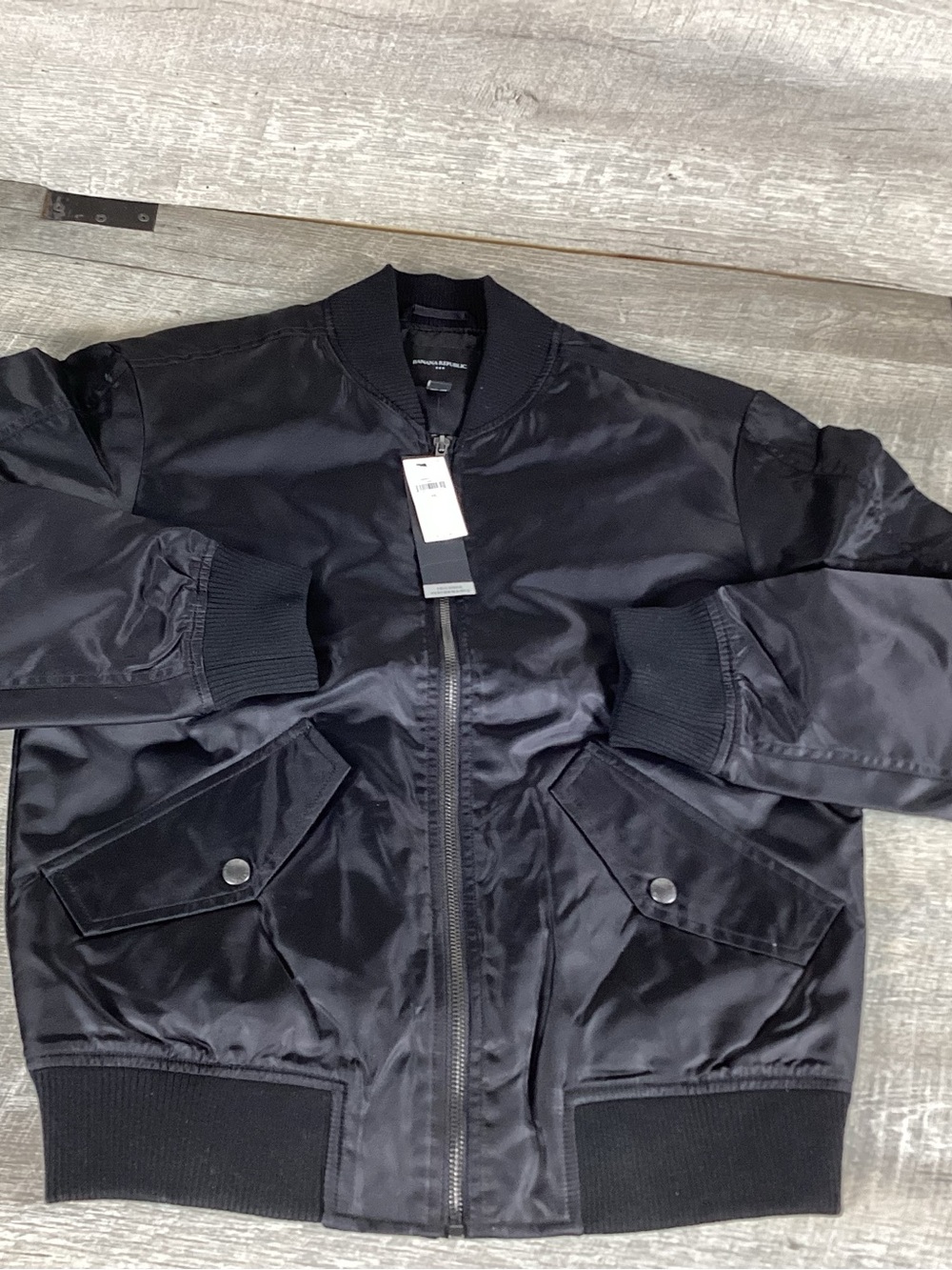 Banana Republic Hydro Resistant Bomber Jacket Black XS NWT
